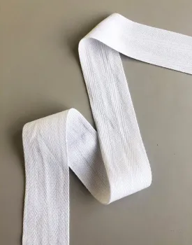 50mm White Herringbone Cotton Tape