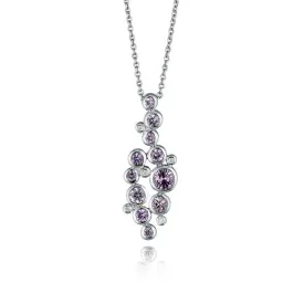 9ct White Gold & Pink Sapphire Multi-Stone Pendant Necklace