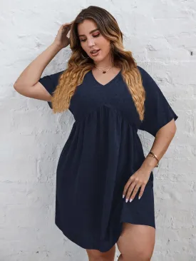 A Line Elegant Cotton Casual Loose Midi Tunic Dresses