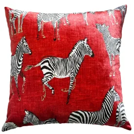 Amber Pillow, Red/Zebra