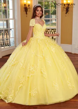 Applique Short Sleeve Quinceanera Dress by Rachel Allan RQ3108