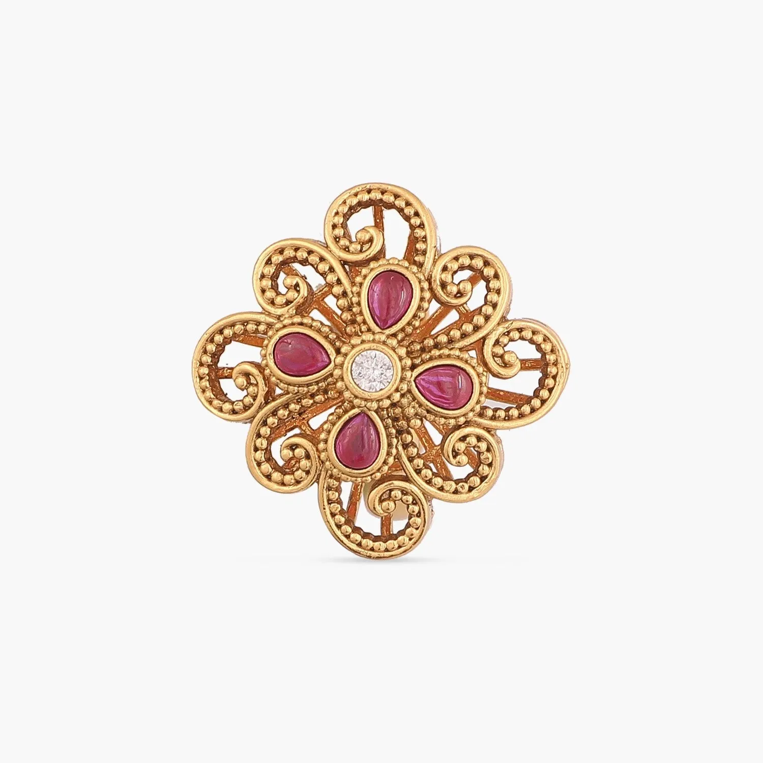 Azba Statement Floral Antique Finger Ring