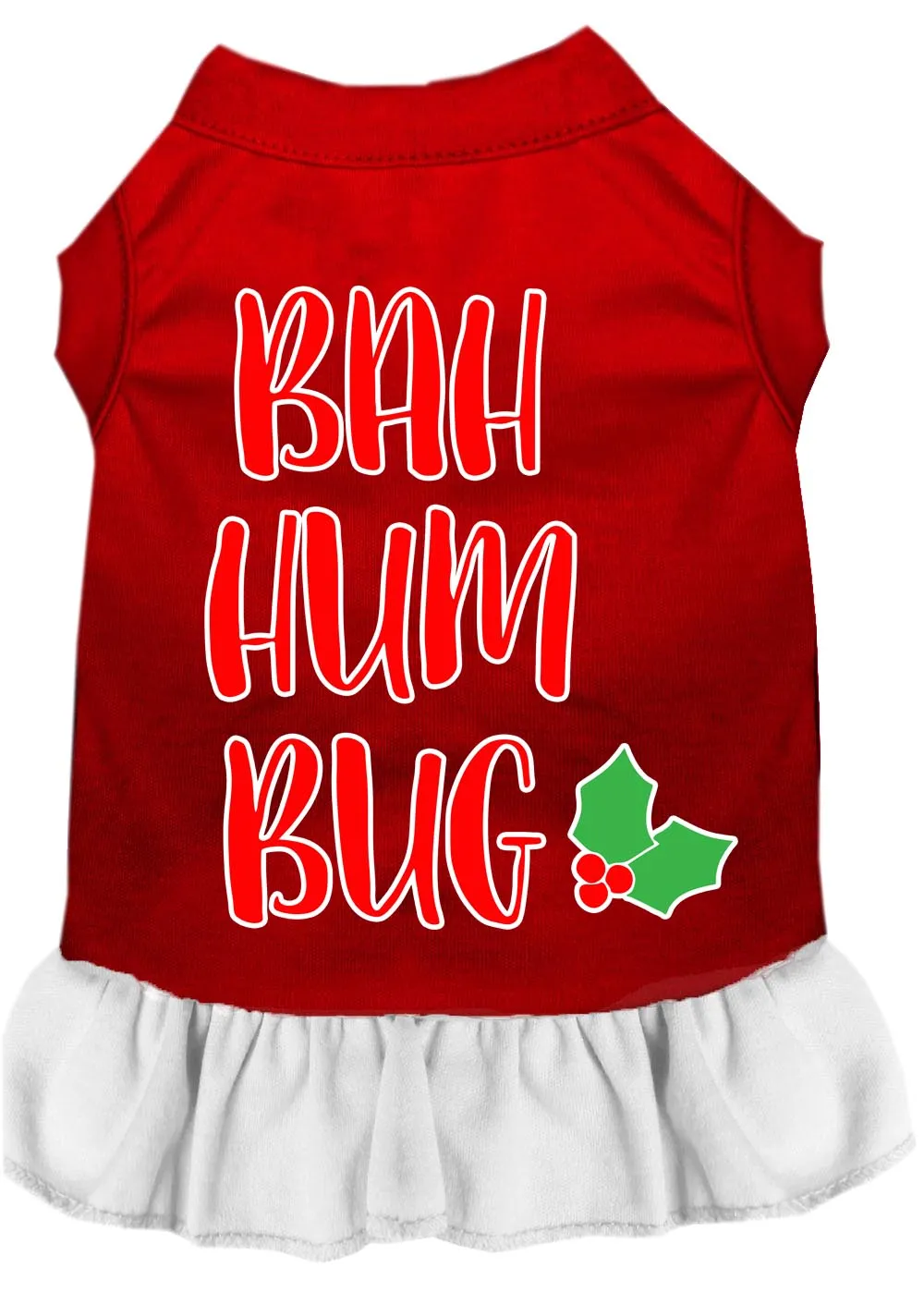 Bah Humbug Screen Print Dog Dress Red With White Xxl