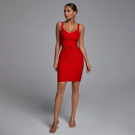 Bandage V-neck Knee Midi Dress