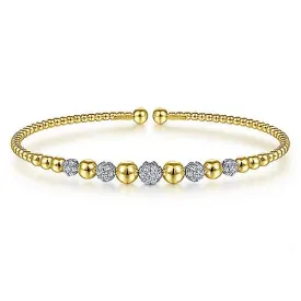 Beaded Yellow Gold Bangle Bracelet