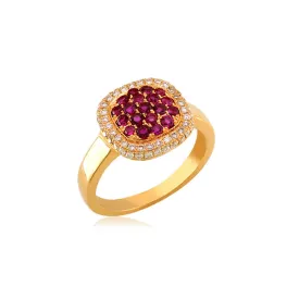 Bellagio Collection Ruby Pave Square Yellow Gold Ring