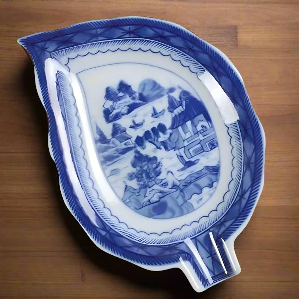 Blue Canton Leaf Dish