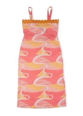 Candy Escape Printed Sleeveless Cotton Midi Dress With Tie-Up