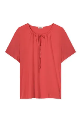 Clasine Flared Sleeve Jersey Top - Rose Red