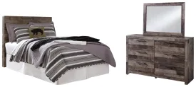 Derekson Full Panel Headboard Bed with Mirrored Dresser