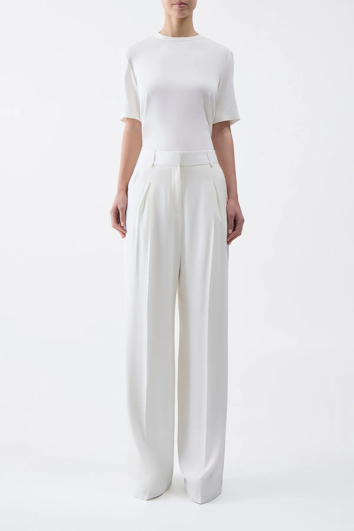 Elisa Top in Ivory Silk Crepe