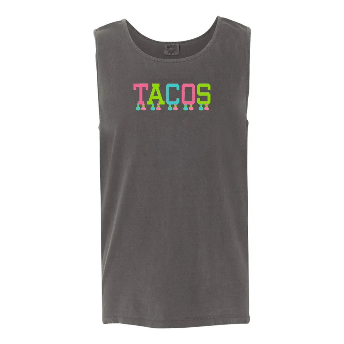 Embroidered Tasseled 'Tacos' Tank Top