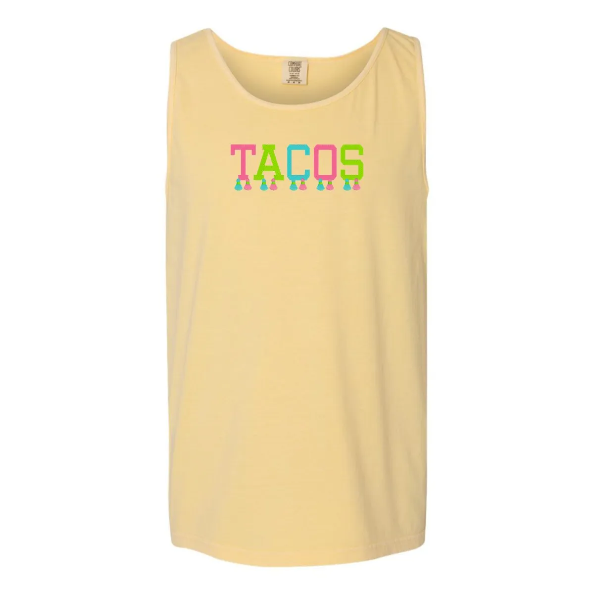 Embroidered Tasseled 'Tacos' Tank Top