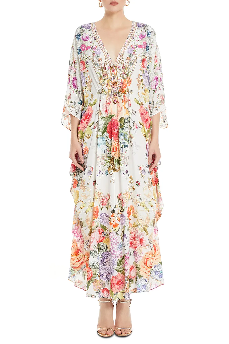 Gathered Waist Floral Kaftan