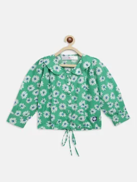 Girls Green Printed Top