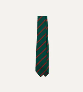 Green and Red Stripe Repp Silk Tie