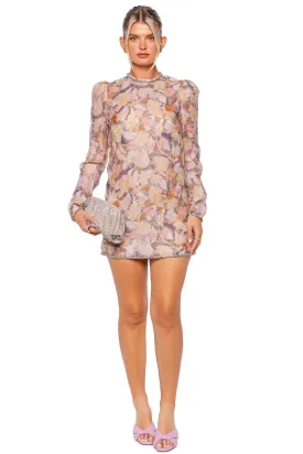 Illustration Diamante Long Sleeve Mini Dress