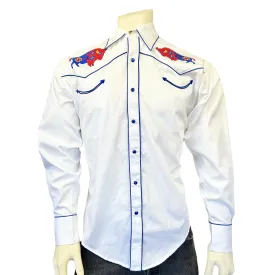 Men’s American Bison White Embroidered Western Shirt