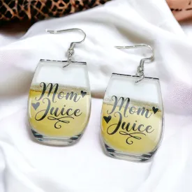 Mom Juice Earrings - Handmade Earrings, Baby Shower, Mother’s Day, Mom Earrings, Momma Earrings, Pregnancy Announcement, Wine Earrings