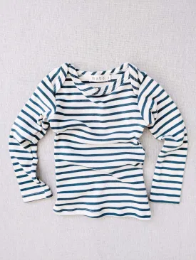 organic cotton striped nautical tees - natural/azure