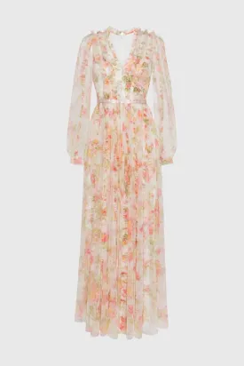 Peony Promise V Neck Maxi Dress