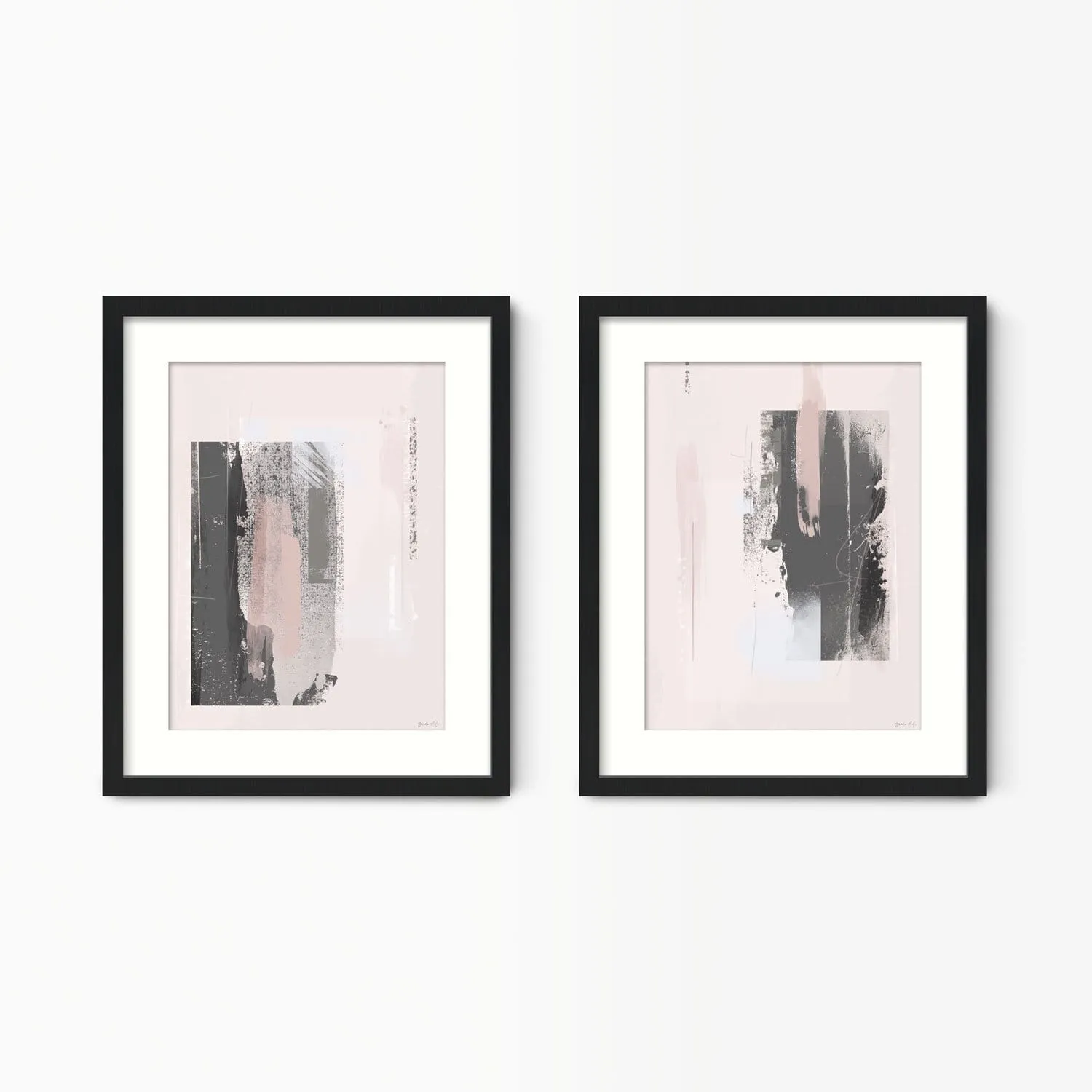 Pink & Grey Abstract Wall Art Set