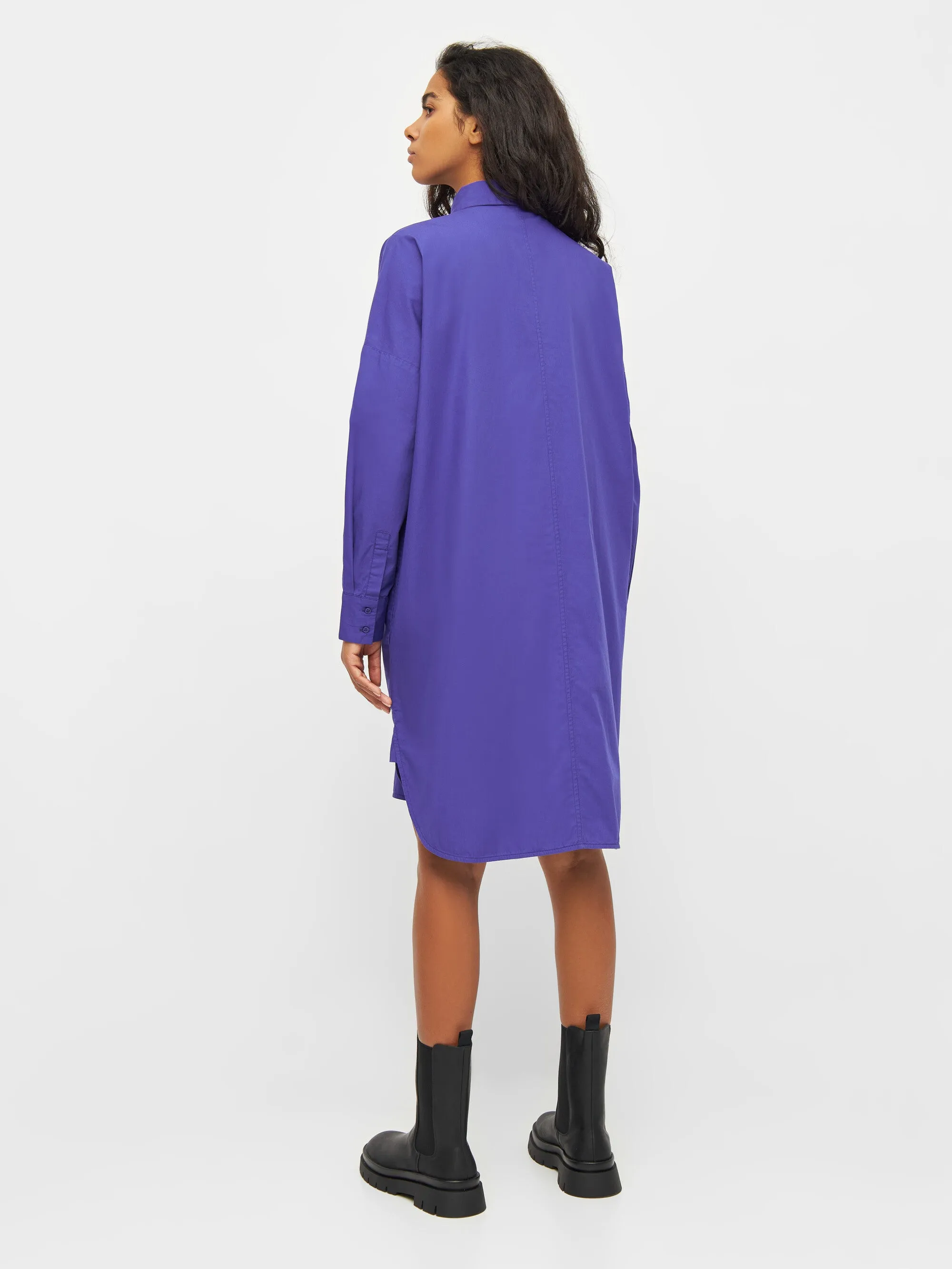 Poplin dropped shoulder shirt dress - Deep Purple