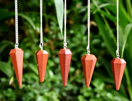 Red Jasper Faceted Hexagon Pendulum, Crystal Pendulum