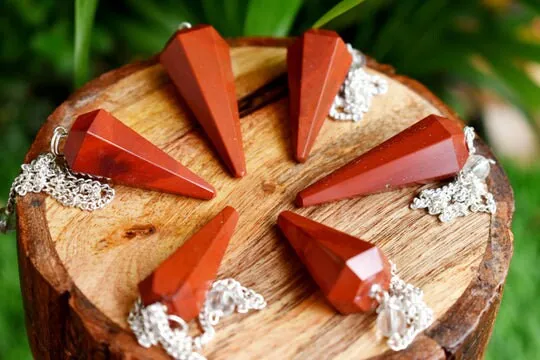 Red Jasper Faceted Hexagon Pendulum, Crystal Pendulum