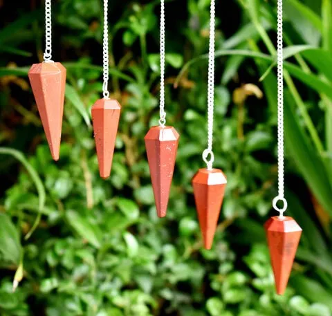 Red Jasper Faceted Hexagon Pendulum, Crystal Pendulum