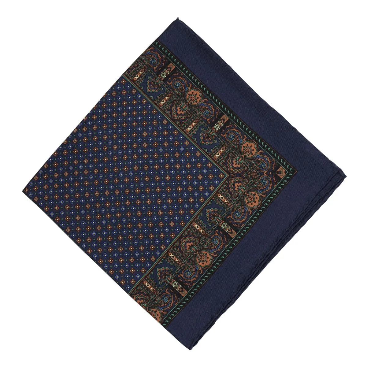 Sovereign Grade 100% Silk Navy Repeating Floral Pocket Square