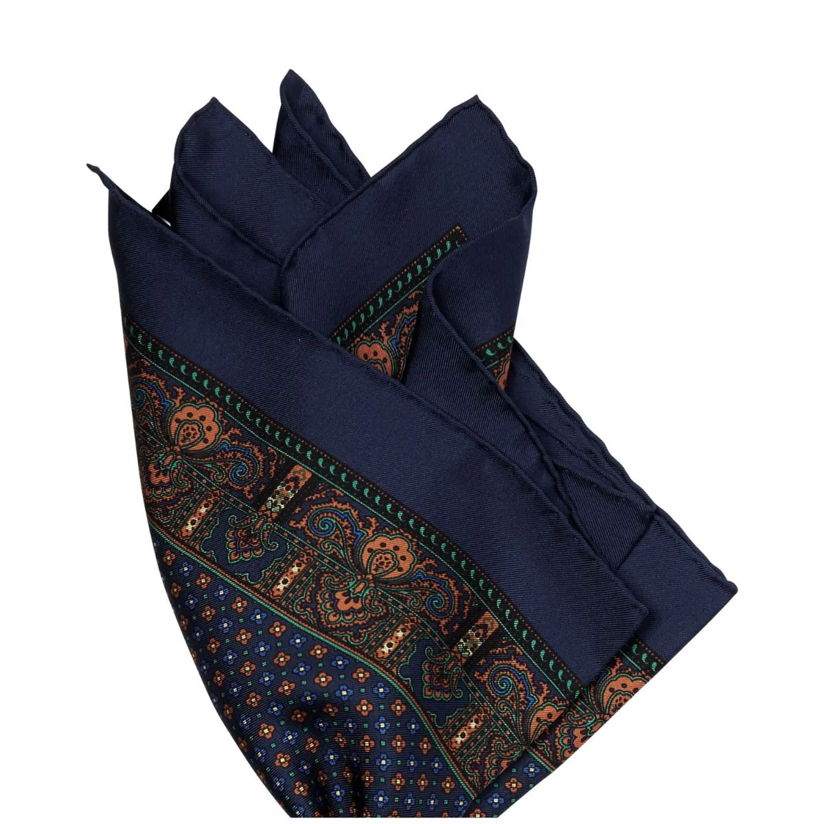 Sovereign Grade 100% Silk Navy Repeating Floral Pocket Square