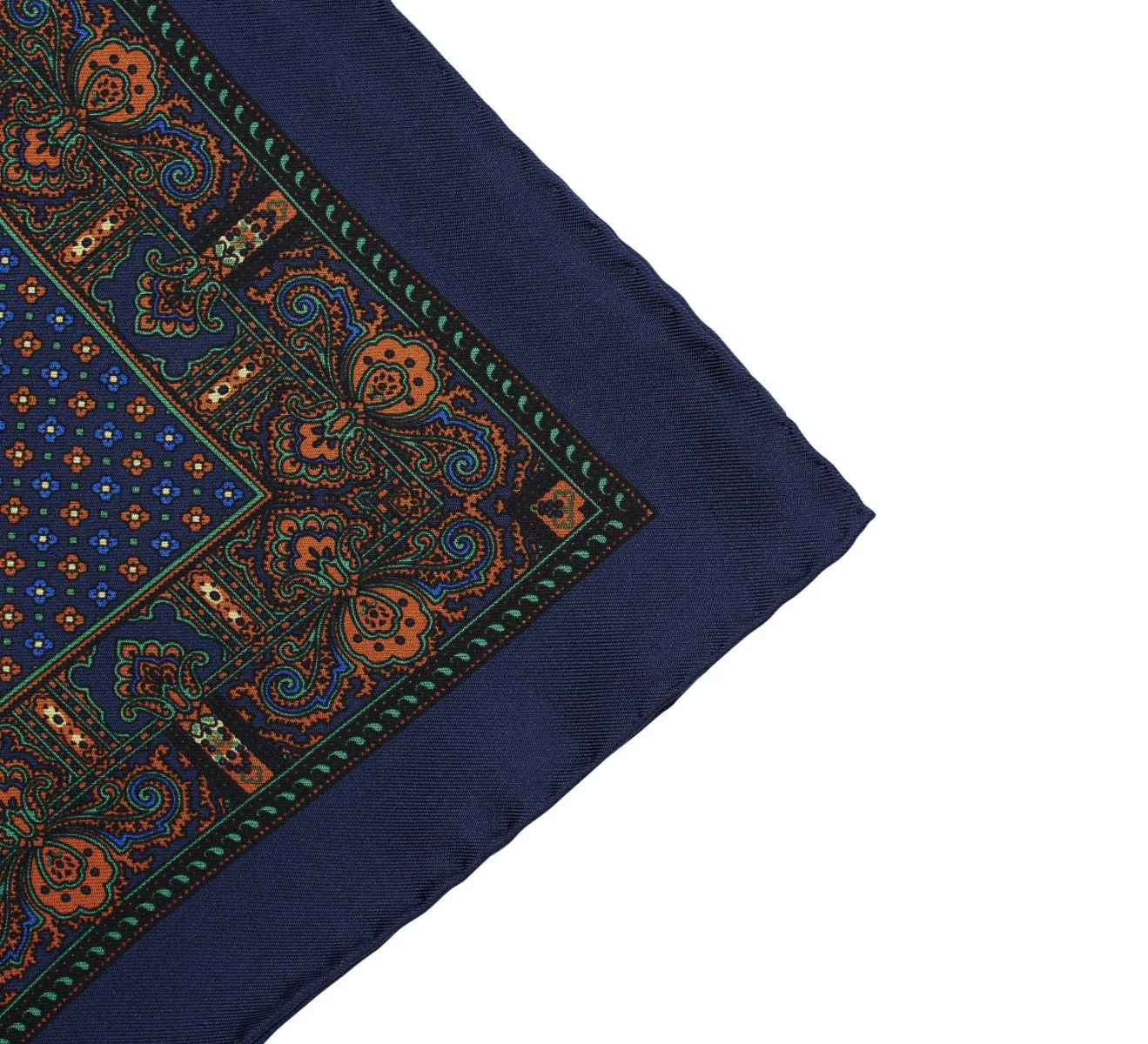 Sovereign Grade 100% Silk Navy Repeating Floral Pocket Square