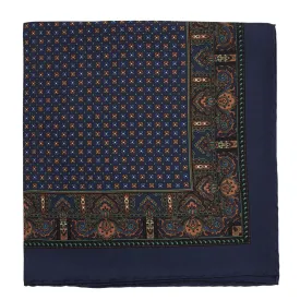 Sovereign Grade 100% Silk Navy Repeating Floral Pocket Square