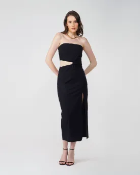 STRAPLESS MIDI DRESS