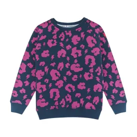 Super Soft Sweatshirt – Navy   Pink Leopard